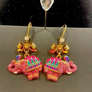 Betsey Johnson, pink sparkling elephant earrings